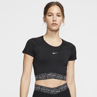 Top Nike Pro Dri-FIT Maneca Scurta Dama Negrii Albi | WYBG-47063